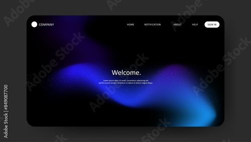 Abstract wave futuristic design of landing page. retro gradient mesh website design