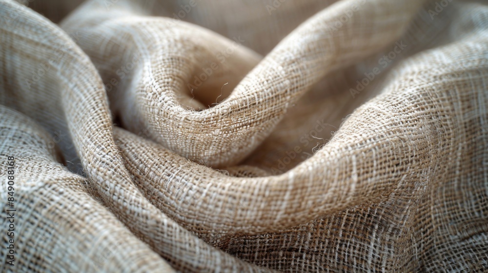 Closeup of beige woven linen fabric textile macro texture for natural and ecofriendly designs Closeup of beige woven linen fabric textile macro texture for natural and ecofriendly designs