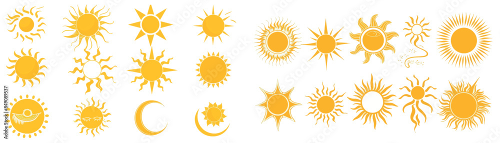 Summer solar hot weather sunbeam graphics, sunlight signs neat illustration image. Natural sunshine png icons. Summer solar hot weather sunbeam graphics, sunlight signs neat illustration image. Natural sunshine png icons.
