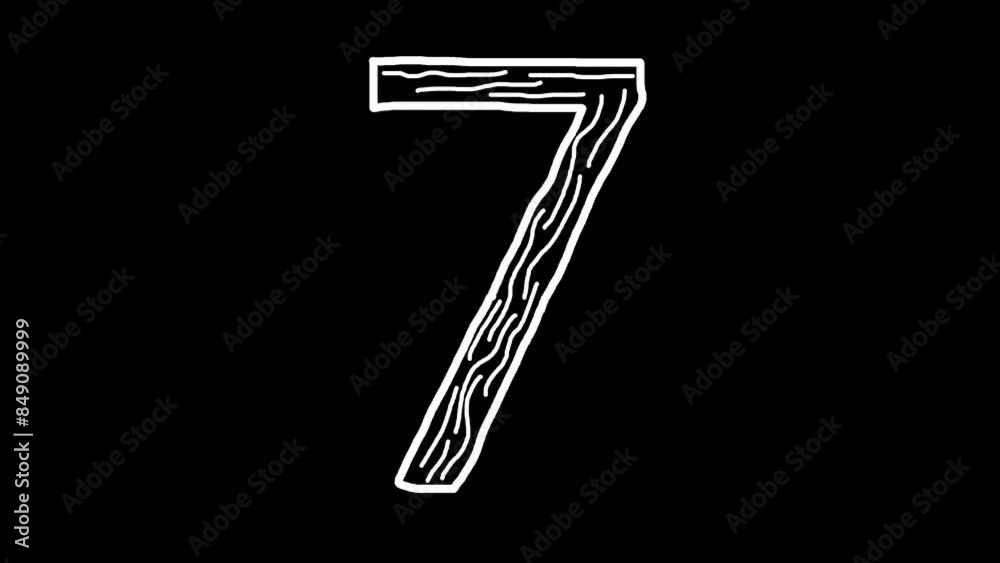 Hand drawn scribble  numbers with alpha channel.