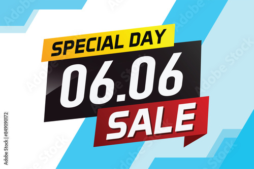 6.6 Special day sale word concept vector illustration with ribbon and 3d style for use landing page, template, ui, web, mobile app, poster, banner, flyer, background, gift card, coupon

