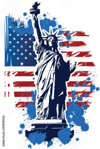 Statue Of Liberty Flag - Cross T-shirt