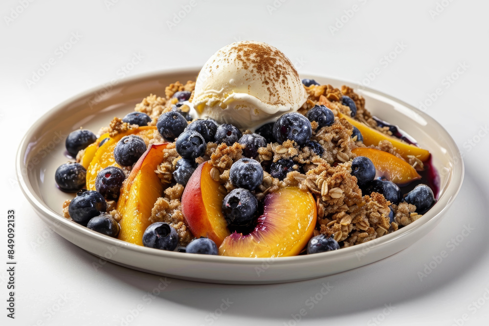 Warm and Flavorful Peach and Blueberry Crisp with Fresh Berries Warm and Flavorful Peach and Blueberry Crisp with Fresh Berries