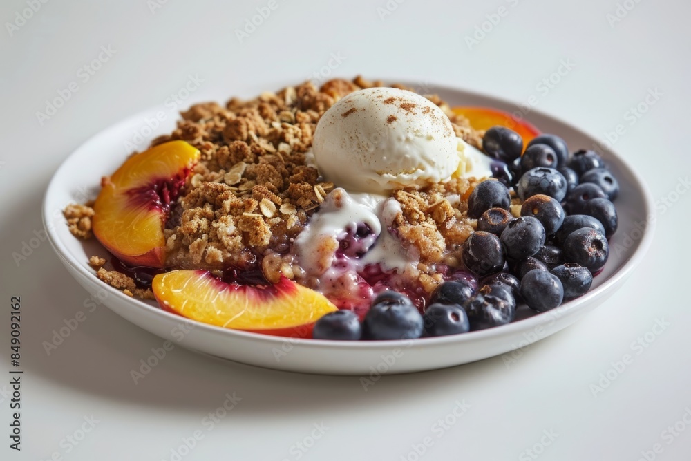 Peach and Blueberry Crisp with Fresh Berries and Cinnamon Sprinkle Peach and Blueberry Crisp with Fresh Berries and Cinnamon Sprinkle