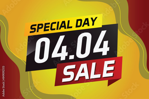 4.4 Special day sale word concept vector illustration with ribbon and 3d style for use landing page, template, ui, web, mobile app, poster, banner, flyer, background, gift card, coupon

