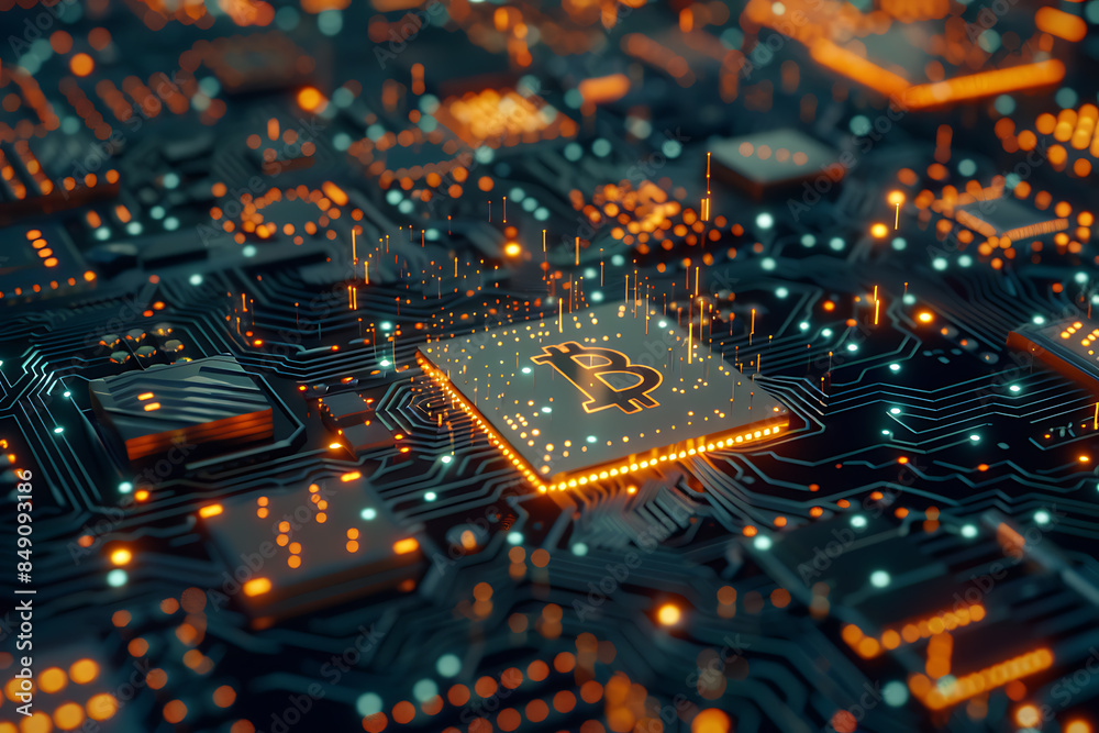 Obraz premium different cryptocurrency coins against a tech binary abstract background, combining digital currency symbols with streams of binary code, showcasing the intersection of technology and finance