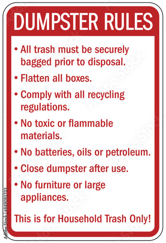 Dumpster sign dumpster rules