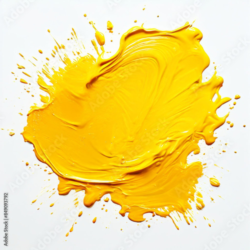 yellow paint splashes on white