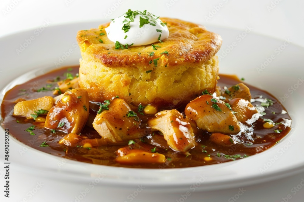 Oven-Baked BBQ Chicken Potpie With Cornbread Crust Oven-Baked BBQ Chicken Potpie With Cornbread Crust