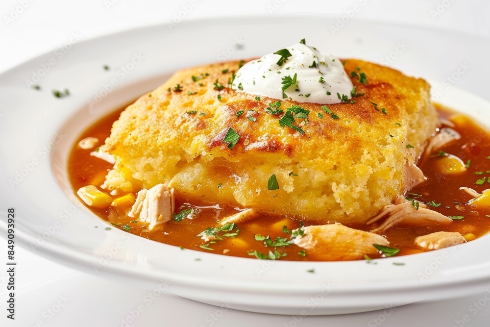Inviting Aroma: BBQ Chicken Potpie With Cornbread Crust Inviting Aroma: BBQ Chicken Potpie With Cornbread Crust