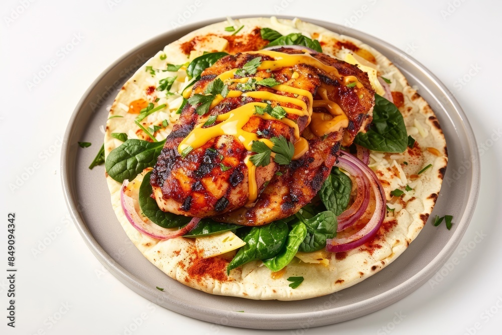 Tasty Grilled Chicken Pita with Cheddar and Spinach Tasty Grilled Chicken Pita with Cheddar and Spinach