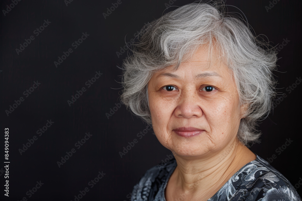 Close-up portrait of elderly Asian woman, studio photo Close-up portrait of elderly Asian woman, studio photo