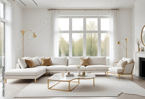 white and gold theme modern interior