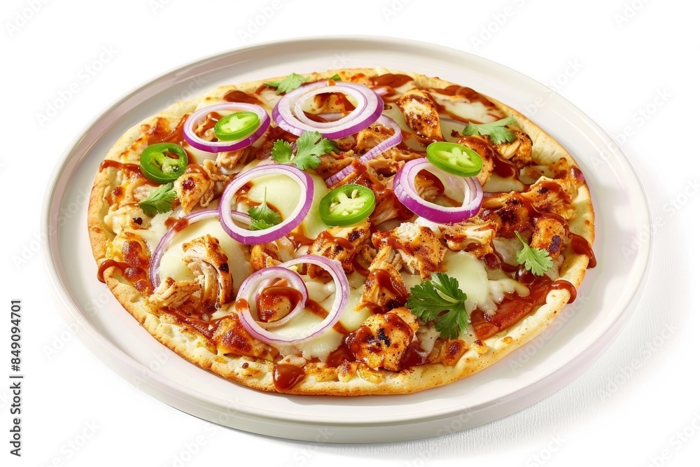Scrumptious BBQ Chicken Flatbread with Tangy BBQ Sauce and Melted Provolone Scrumptious BBQ Chicken Flatbread with Tangy BBQ Sauce and Melted Provolone
