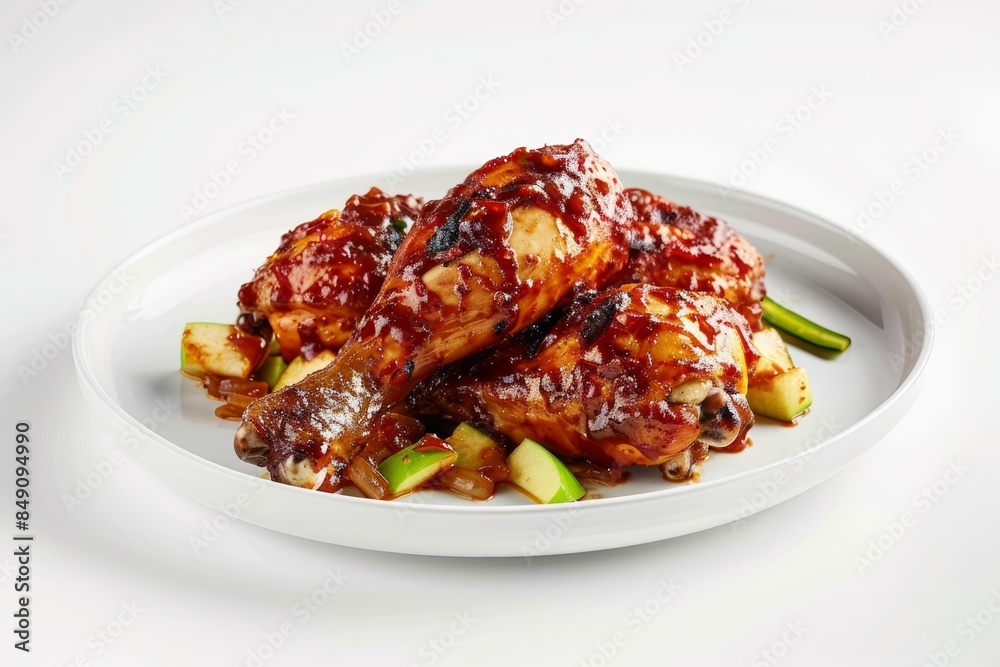Golden-Brown BBQ Chicken Masterpiece with Aromatic Vegetables Golden-Brown BBQ Chicken Masterpiece with Aromatic Vegetables