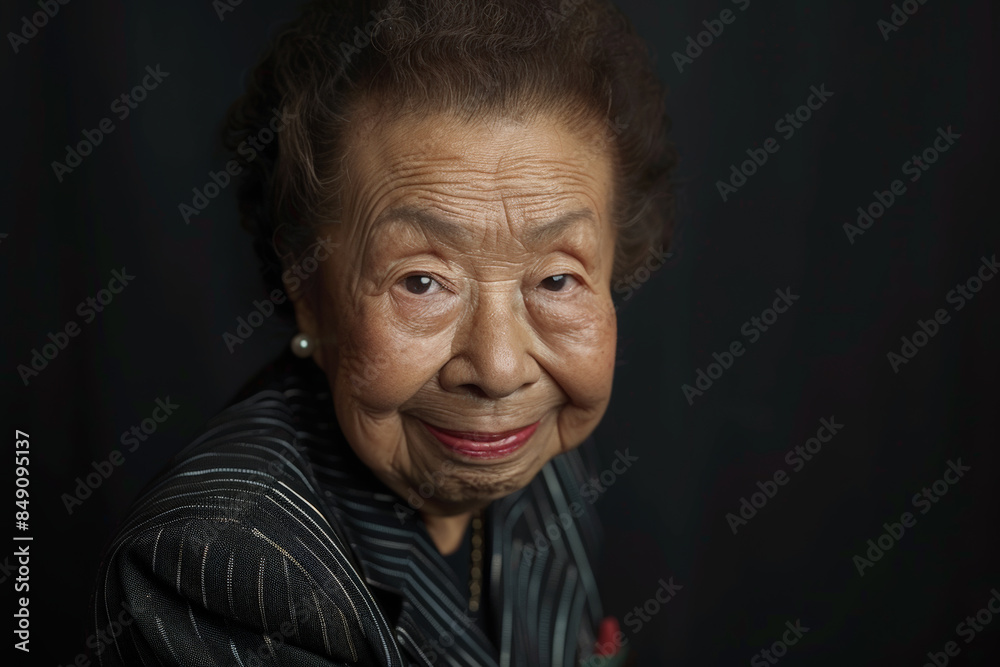 Close-up portrait of elderly Asian woman, studio photo Close-up portrait of elderly Asian woman, studio photo