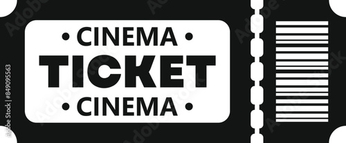 Black and white cinema ticket guaranteeing access to a movie projection