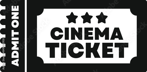 Simple icon of a cinema ticket allowing one person admission