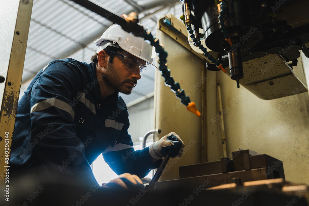 A mechanic is inspecting the oil level in the engine of a machine in a factory setting, A mechanic inspecting the oil level in the engine A mechanic is inspecting the oil level in the engine of a machine in a factory setting, A mechanic inspecting the oil level in the engine