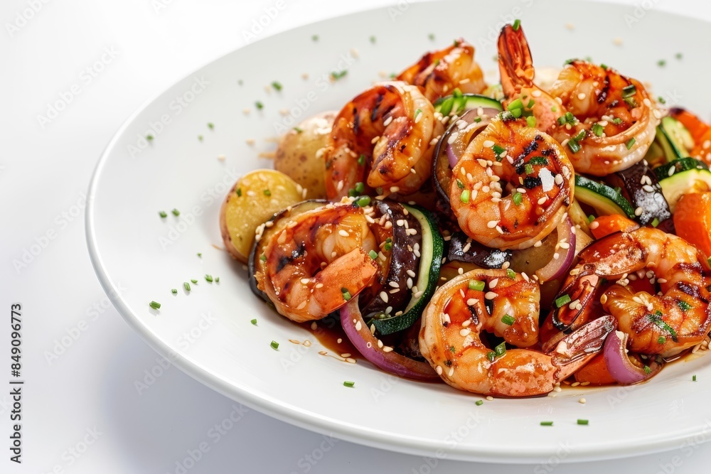 BBQ Shrimp with Grilled Vegetable Coleslaw and Roasted Potatoes BBQ Shrimp with Grilled Vegetable Coleslaw and Roasted Potatoes