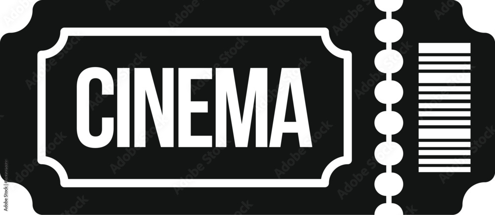 Black cinema ticket admitting one guest to see a movie Black cinema ticket admitting one guest to see a movie