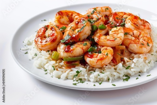 Tasty BBQ Shrimp Scampi Served Over Rice