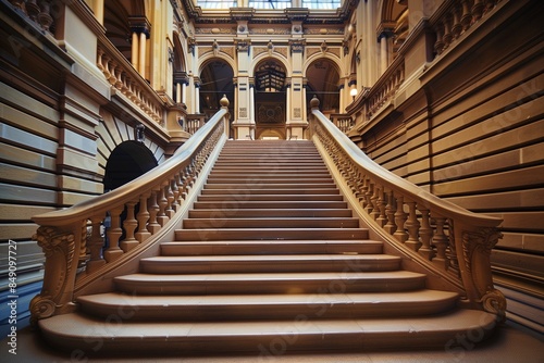  Stairs inside foral palace in Bilbao. The staircase and hall is a amazing architectural work.