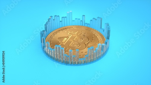 bitcoin on a blue background