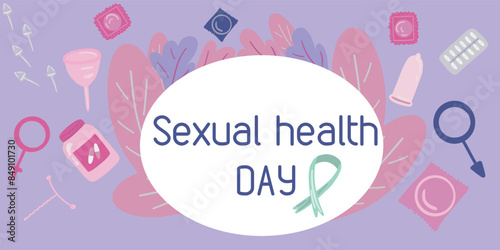 Sexual health day flat design poster