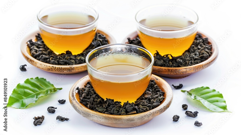 Isolated White Background Oolong Green Leaf Tea Isolated White Background Oolong Green Leaf Tea