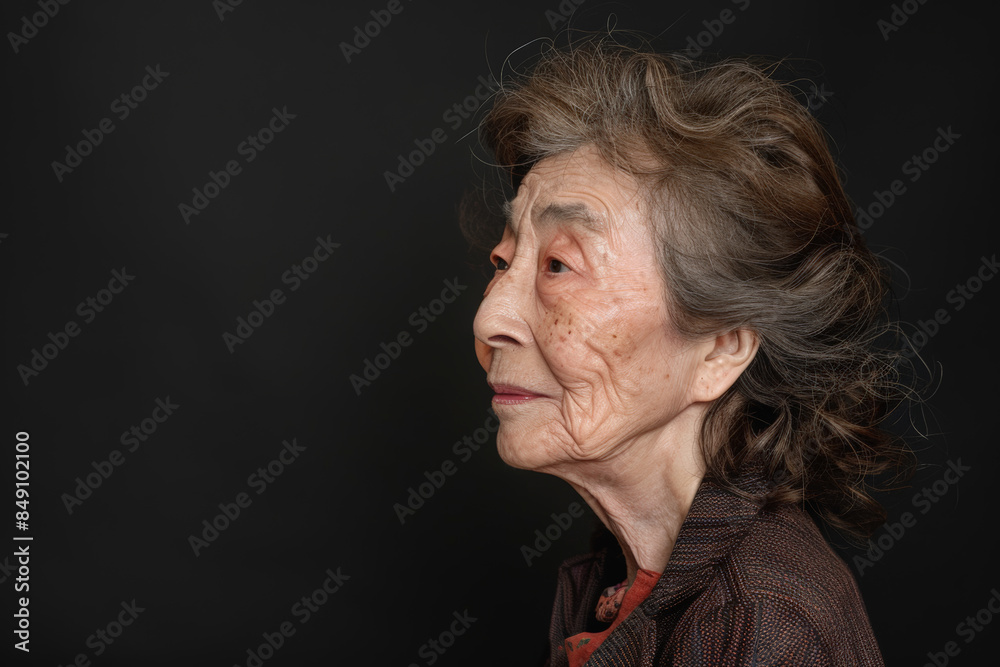 Close-up portrait of elderly Asian woman, studio photo Close-up portrait of elderly Asian woman, studio photo