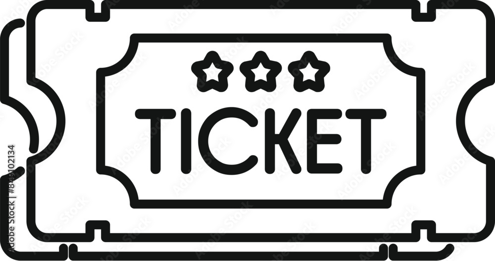 Simple line drawing of a ticket with five stars rating, suggesting a high quality event Simple line drawing of a ticket with five stars rating, suggesting a high quality event