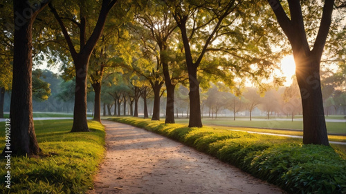 pathway in the park in the morning