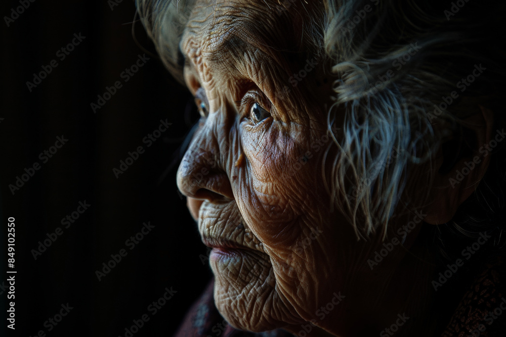 Close-up portrait of elderly Asian woman, studio photo Close-up portrait of elderly Asian woman, studio photo