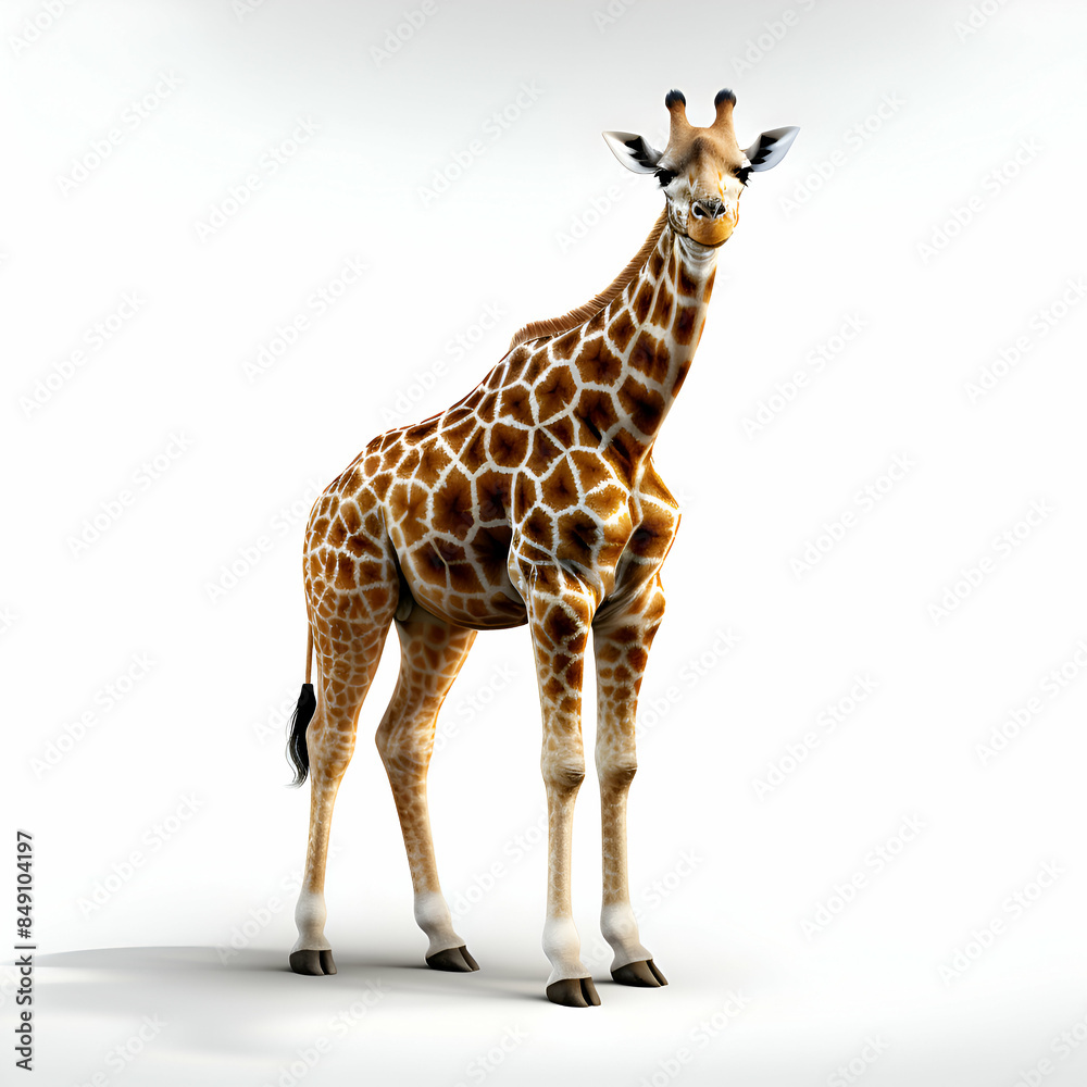 Fototapeta premium giraffe isolated on white background 3d render of giraffe