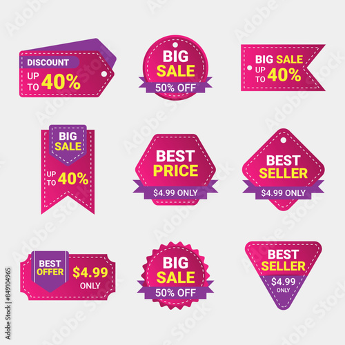 Sale tag ribbon label. Special Offer Sale Tag. Discount Offer Price Label and Flat Design.