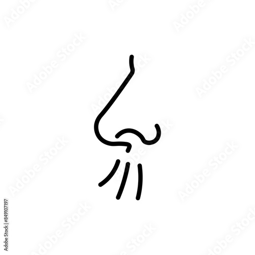 Breath smell nose line icon. Odour breath smell stroke web human sneeze air icon symbol illustration concept.