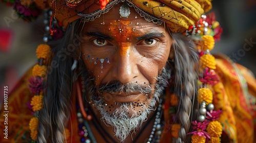 Captivating Portrait of a Gypsy Card Reader in Traditional Attire