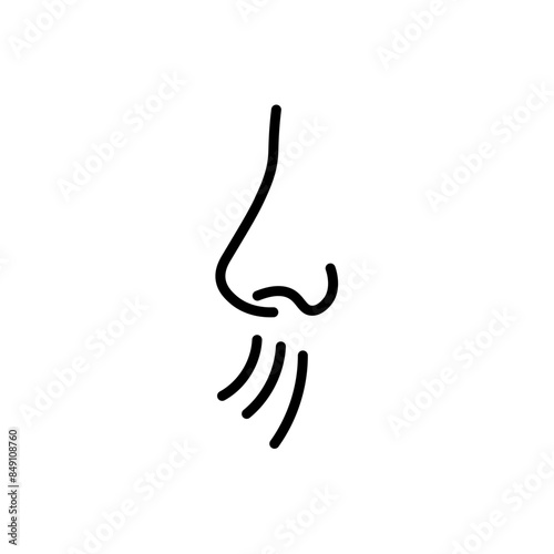 Breath smell nose line icon. Odour breath smell stroke web human sneeze air icon symbol illustration concept.