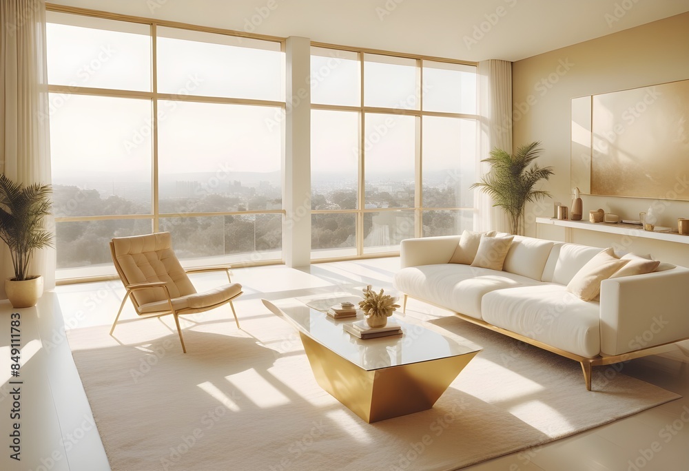 Fototapeta premium white and gold theme modern interior