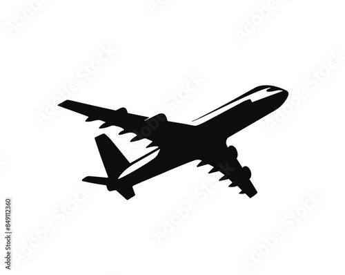 Airplane passenger travel silhouette icon. Aeroplane vector icon aircraft isolated symbol shape.