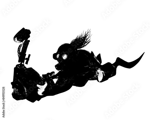 Female underwater photographer silhouette