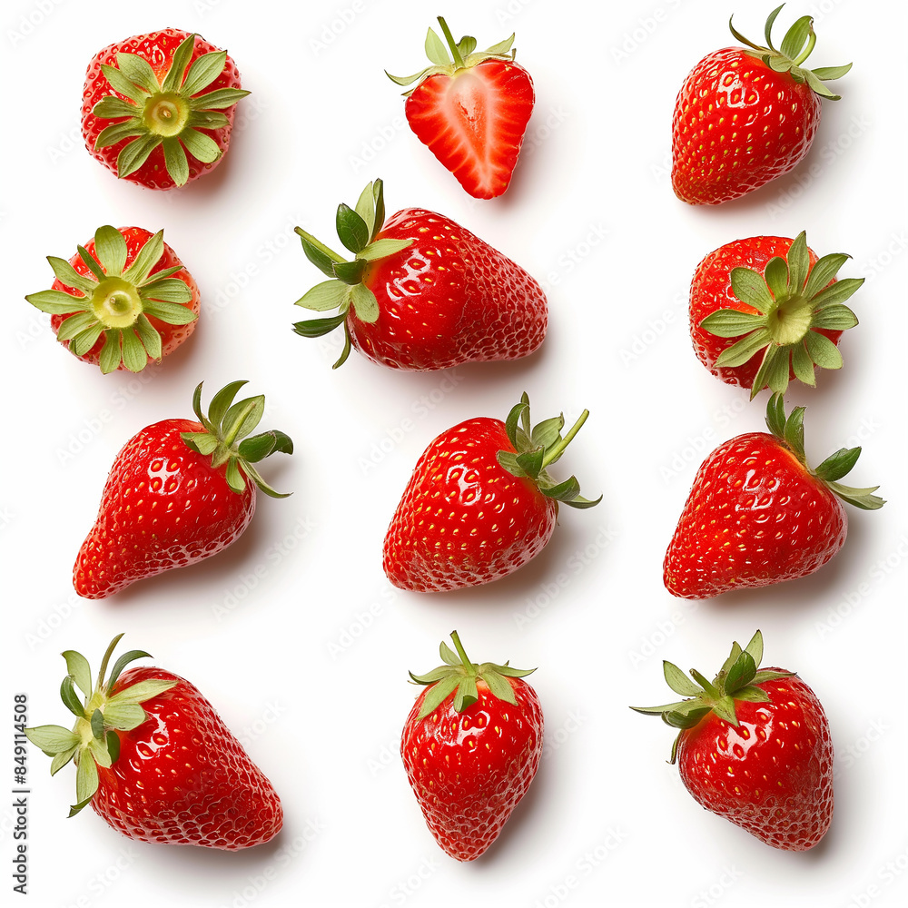 strawberry fruit collection, on white background strawberry fruit collection, on white background