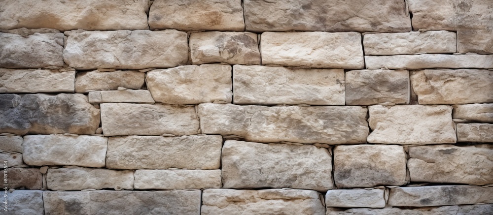 Fototapeta premium Texture of a stone wall Old castle stone wall texture background Stone wall as an abstract background or texture Part of a stone wall for background or texture. Creative banner. Copyspace image