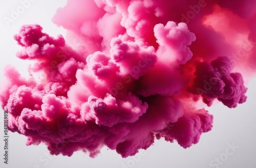 Abstract pink smoke paint explosion on white background