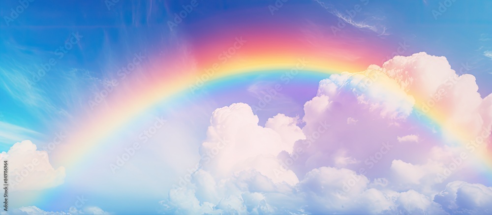rainbow in the sky atmosphere after the rain. Creative banner. Copyspace image rainbow in the sky atmosphere after the rain. Creative banner. Copyspace image