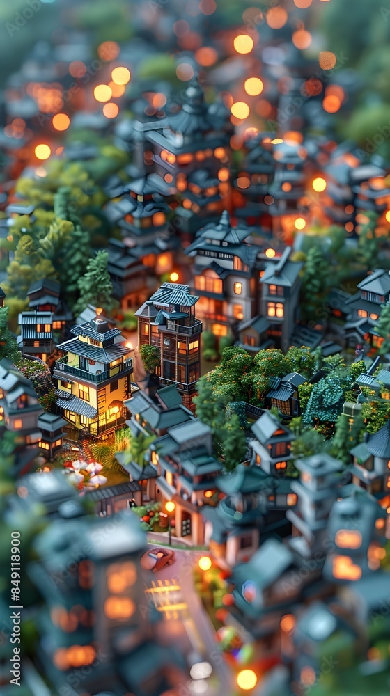 Obraz premium Microgrid in a Densely Populated Urban Area 3D Rendered Futuristic Cityscape