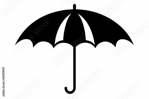 Umbrella Black Silhouette on White Background,umbrella, rain, isolated, parasol, protection, weather, white, open, vector, object, illustration, handle, icon, black, accessory, red, blue, wet, 