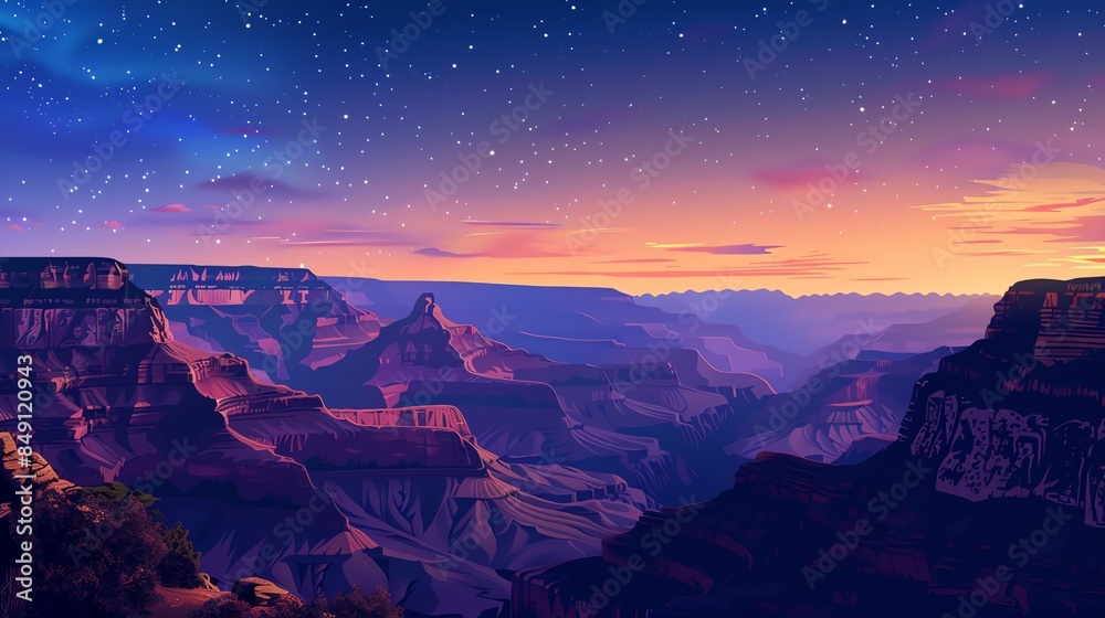 A beautiful night sky over the Grand Canyon.