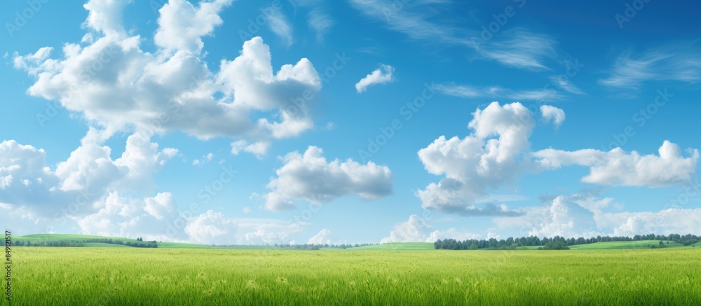 Landscape of natural park with blue sky and clouds. Creative banner. Copyspace image